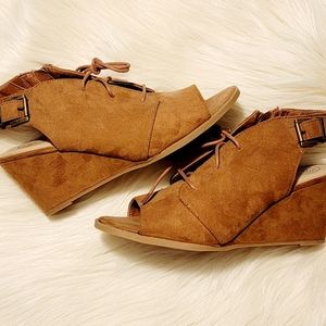 SO Suede Peep Toe Wedge